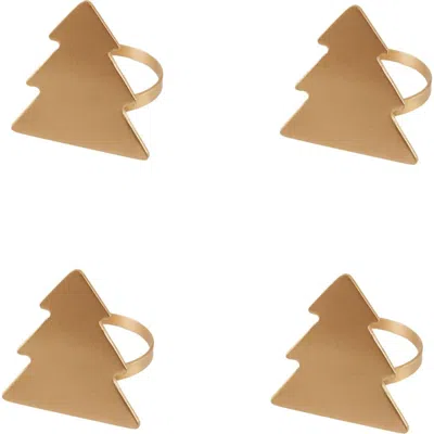 Design Imports Tree Set Of 4 Napkin Rings In Brown