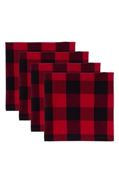 Design Imports Buffalo Check Set Of 4 Napkins In Red
