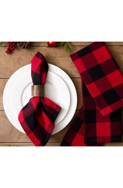Design Imports Buffalo Check Set Of 4 Napkins In Red