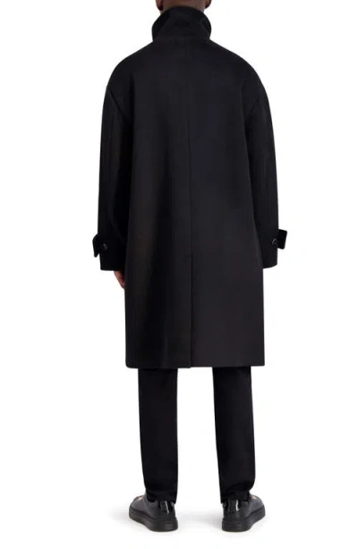 Karl Lagerfeld Paris Wool Blend Top Coat In Black