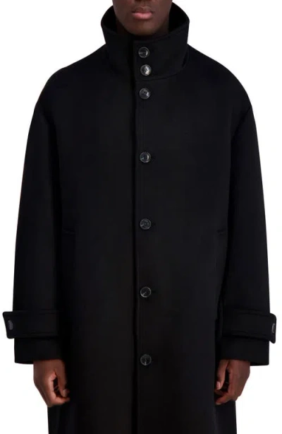 Karl Lagerfeld Paris Wool Blend Top Coat In Black