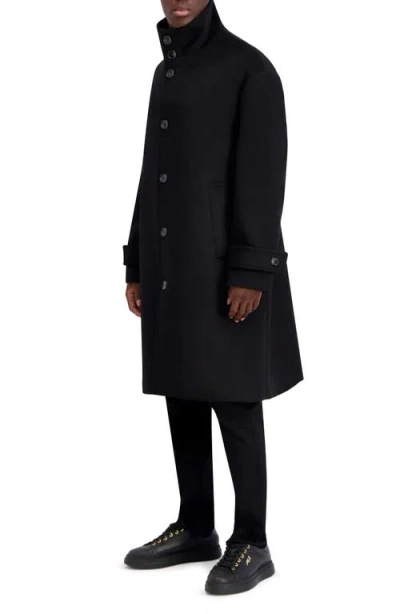 Karl Lagerfeld Paris Wool Blend Top Coat In Black