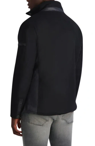 Karl Lagerfeld Paris Fleece Lined Wool Blend Shirt Jacket In Black