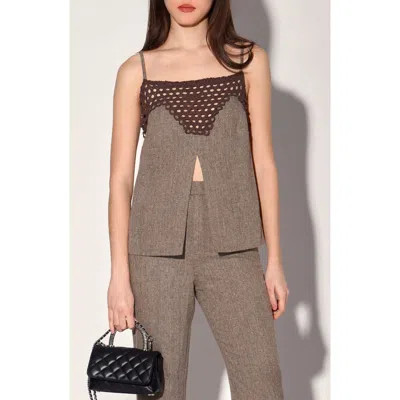 Walter Baker Sabine Mixed Media Camisole In Brown