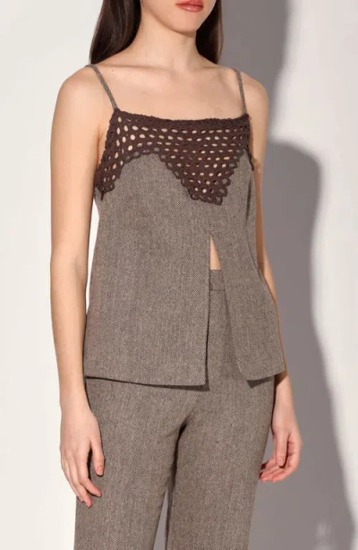 Walter Baker Sabine Mixed Media Camisole In Brown