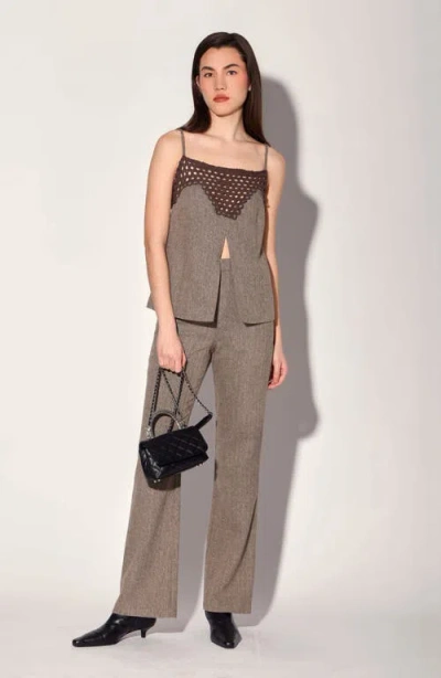 Walter Baker Sabine Mixed Media Camisole In Brown