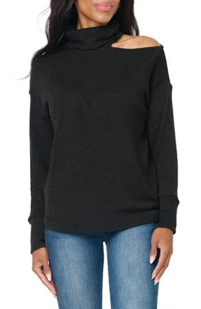 Gibsonlook Metallic One Shoulder Sweater In Black