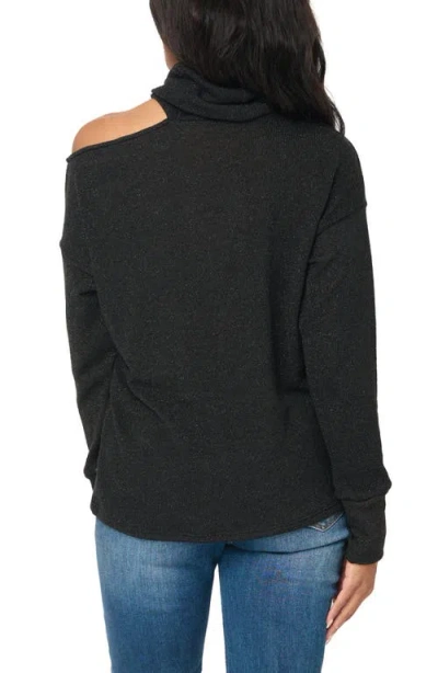 Gibsonlook Metallic One Shoulder Sweater In Black