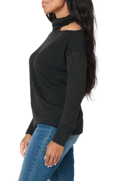 Gibsonlook Metallic One Shoulder Sweater In Black