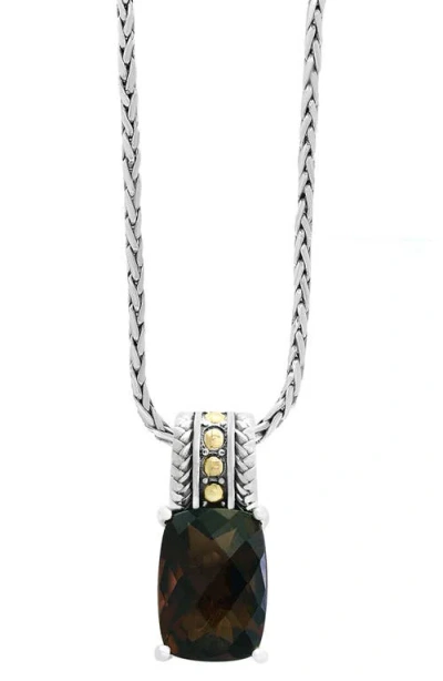 Effy Sterling Silver & 18k Gold Smokey Quartz Pendant Necklace In Black