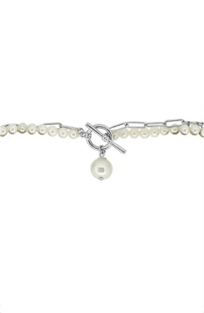 Effy Sterling Silver Cultured Freshwater Pearl Double Strand Necklace In Metallic