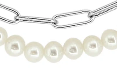 Effy Sterling Silver Cultured Freshwater Pearl Double Strand Necklace In Metallic