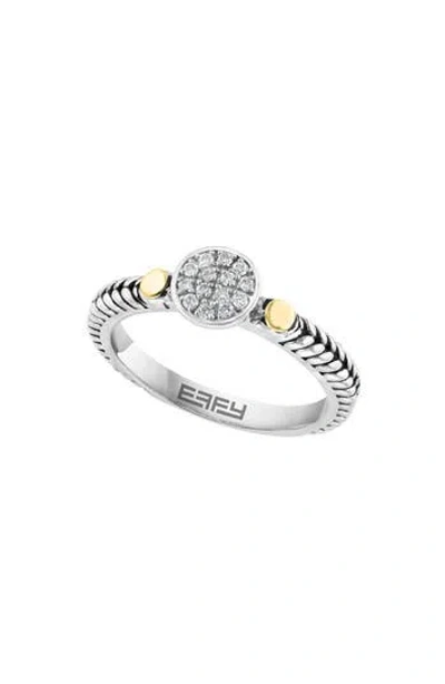 Effy Sterling Silver & 18k Gold Pavé Diamond Ring In Silver