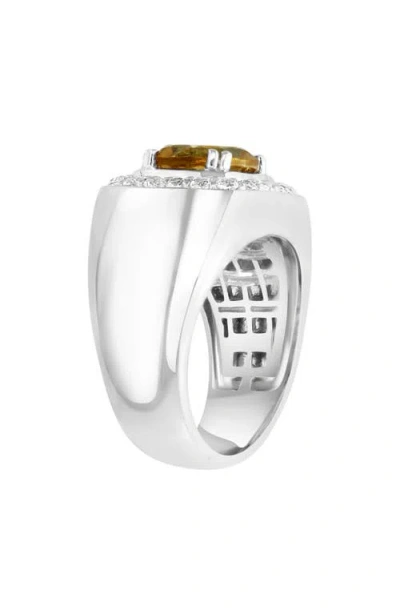 Effy Smoky Quartz & White Topaz Signet Ring In Brown