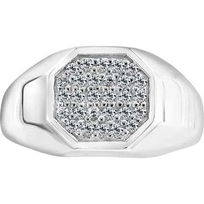 Effy Pavé White Topaz Signet Ring In Silver
