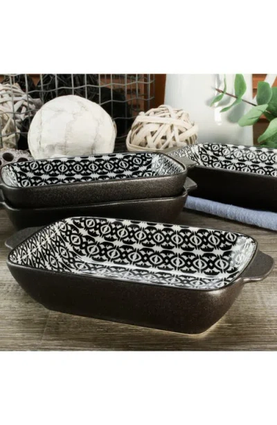 Bia Cordon Bleu Set Of 2 Bali Black Sand Geo Rectangular Baking Dishes In Black