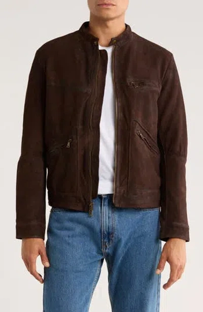 John Varvatos Emerson Suede Jacket In Brown