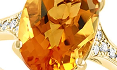 Effy 14k Yellow Gold Oval Citrine & Diamond Ring In Gold