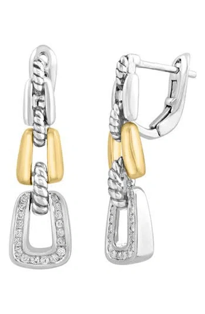 Effy Two-tone Diamond Chain Drop Earrings In Metallic