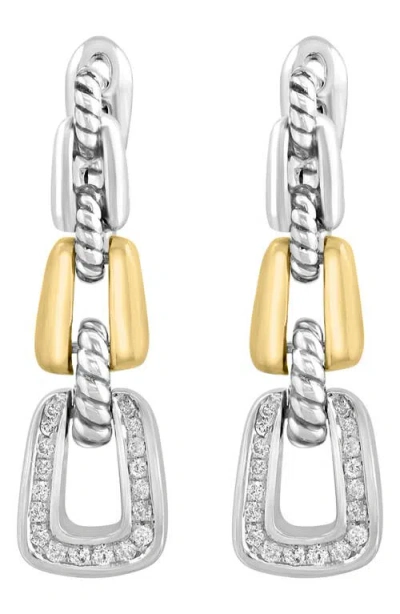 Effy Two-tone Diamond Chain Drop Earrings In Metallic