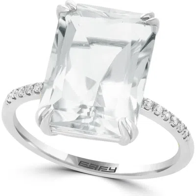 Effy Diamond & White Topaz Ring In Metallic