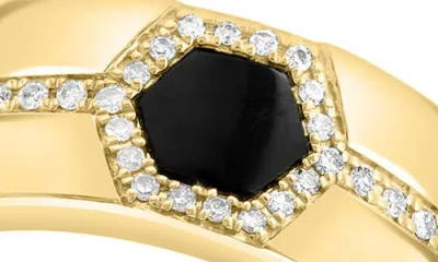 Effy 14k Yellow Gold Onyx & Diamond Ring In Gold
