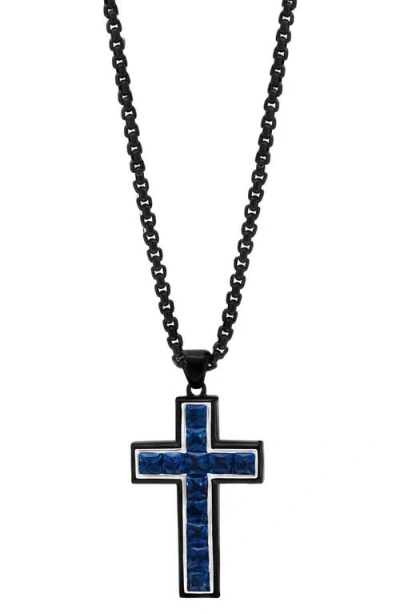 Effy Sterling Silver London Blue Topaz Cross Pendant Necklace In Blue