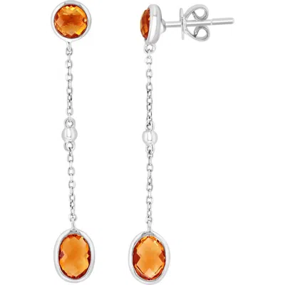 Effy Sterling Silver Oval Citrine Linear Drop Earrings In Multi