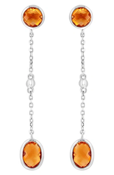 Effy Sterling Silver Oval Citrine Linear Drop Earrings In Multi
