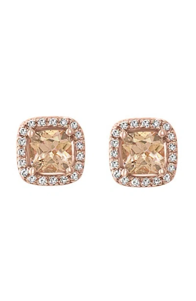 Effy 14k Rose Gold Cushioned Cut Morganite & Diamond Halo Stud Earrings In Gold