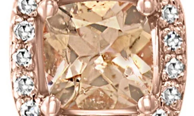 Effy 14k Rose Gold Cushioned Cut Morganite & Diamond Halo Stud Earrings In Gold