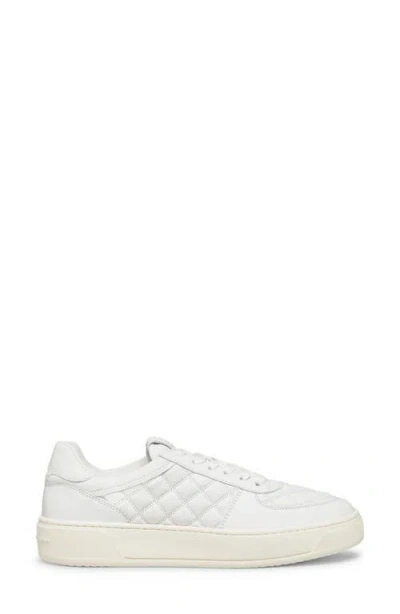 Stuart Weitzman Quilted Round Toe Sneakers With Rubber Sole In White