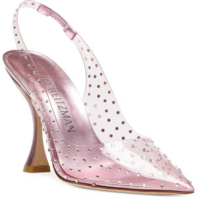 Stuart Weitzman Crystal-embellished Transparent Pumps In Pink