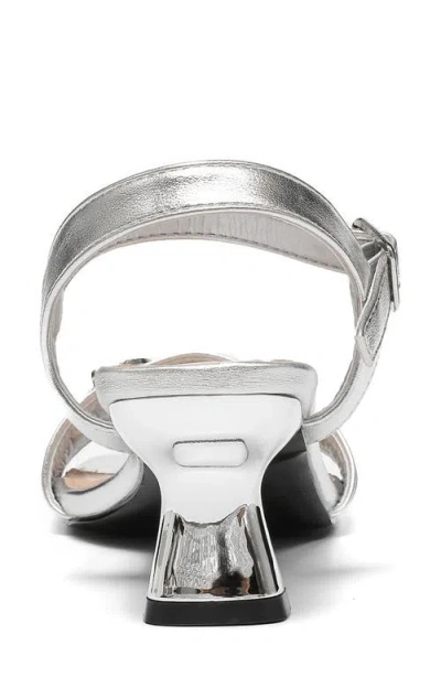 Lady Couture Double Jewel Heel Slingback With Large Stones Oornament Sandal In Silver