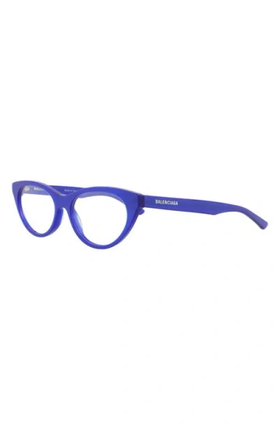 Balenciaga 52mm Cat Eye Optical Glasses In Blue