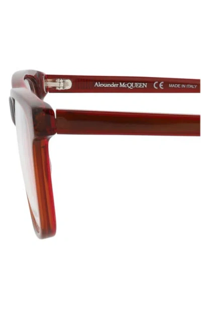 Alexander Mcqueen Mcqueen 53mm Rectangular Optical Glasses In Burgundy