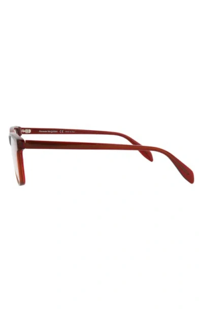 Alexander Mcqueen Mcqueen 53mm Rectangular Optical Glasses In Burgundy