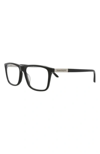 Alexander Mcqueen Mcqueen 56mm Rectangular Optical Glasses In Black