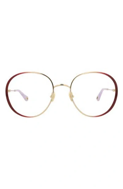 Chloé 56mm Round Optical Glasses In Brown