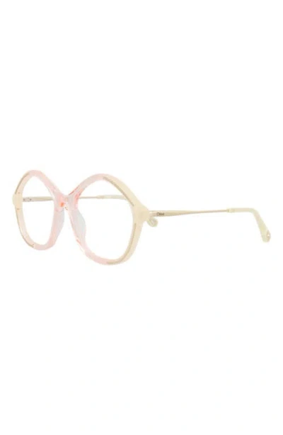 Chloé 52mm Round Optical Glasses In Pink