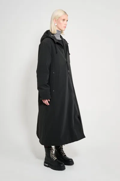 Stutterheim Mosebacke Long Matte Winter Coat In Black
