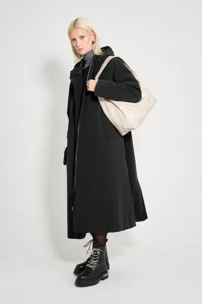 Stutterheim Mosebacke Long Matte Winter Coat In Black