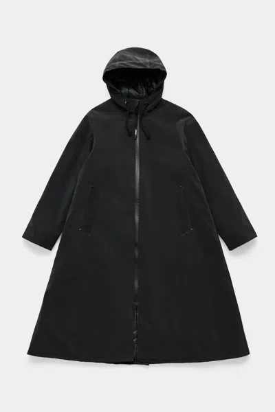 Stutterheim Mosebacke Long Matte Winter Coat In Black