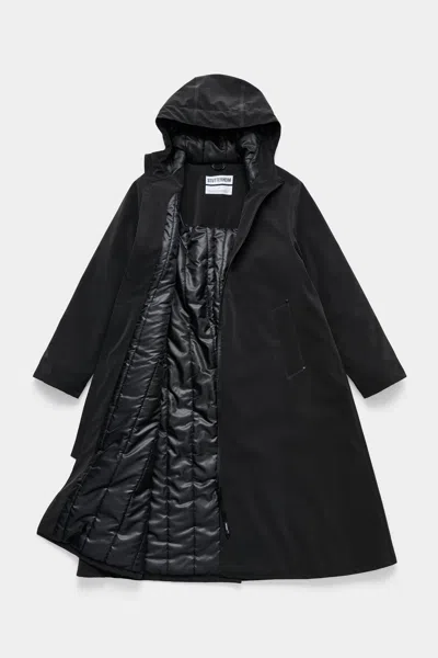 Stutterheim Mosebacke Long Matte Winter Coat In Black