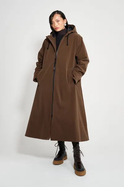 Stutterheim Mosebacke Long Matte Winter Coat In Brown