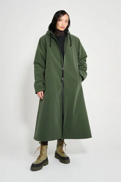 Stutterheim Mosebacke Long Matte Winter Coat In Green