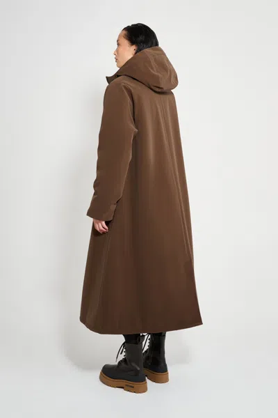 Stutterheim Mosebacke Long Matte Winter Coat In Brown