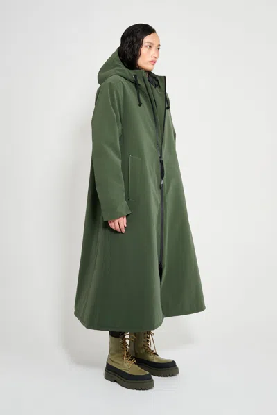Stutterheim Mosebacke Long Matte Winter Coat In Green