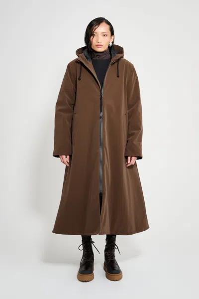 Stutterheim Mosebacke Long Matte Winter Coat In Brown
