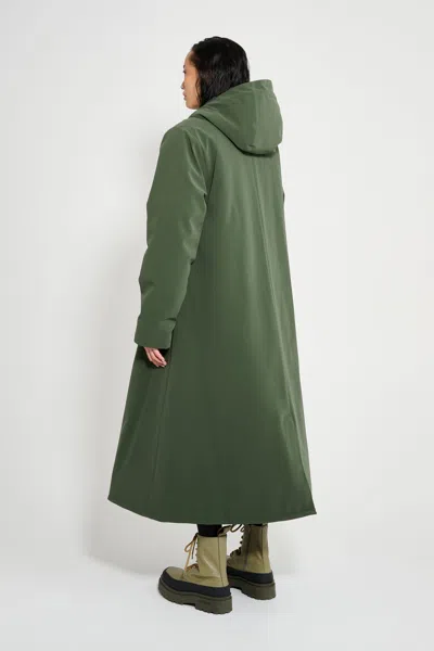 Stutterheim Mosebacke Long Matte Winter Coat In Green